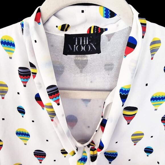 The Moon White and Multicolor Balloon Print Shift Dress - Picture 5 of 5